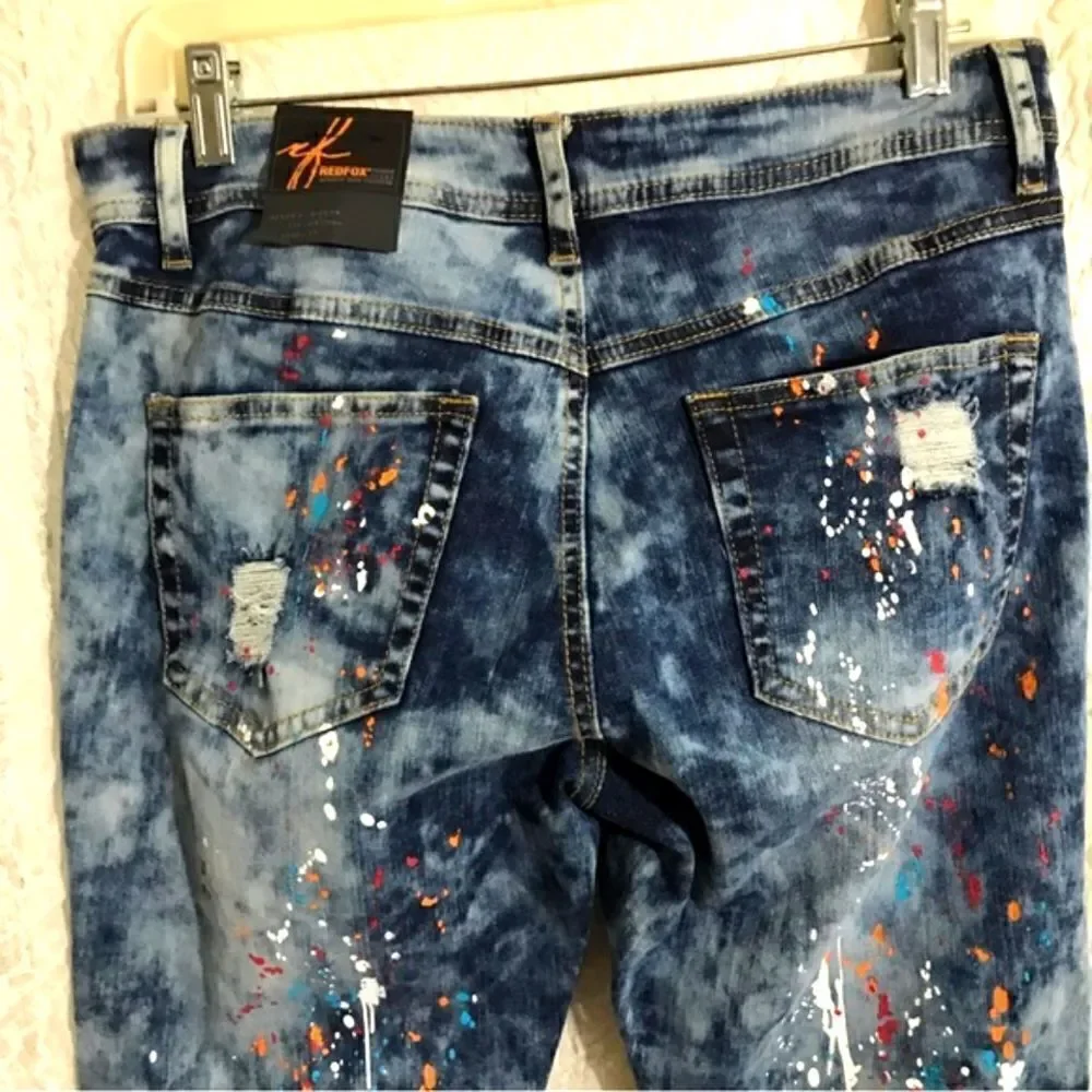 REDFOX JEANS NWT Paint Splatter Skinny Style Size 13